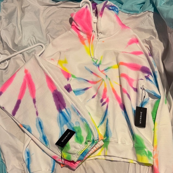 Pink Myrrhe Tie Dye Hoodie Myrrhe Neon Rainbow Tie Dye Hoodie